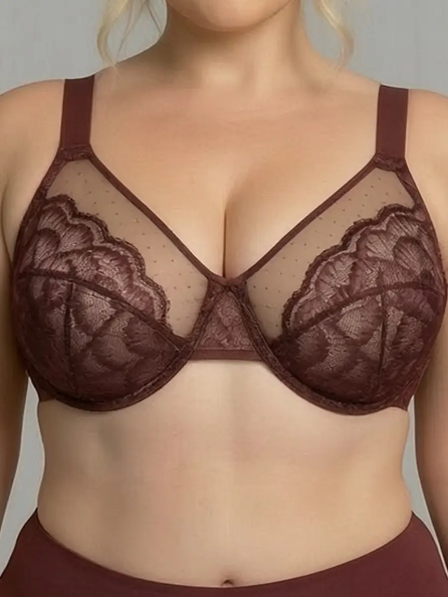 MOKONGFU Women's Everyday Support Underwire Bra - Breathable Soft Lace Full Coverage Bralette, Natural Lift, No-Digging Wire, Minimalist Sexy Plus Size Summer French Lingerie