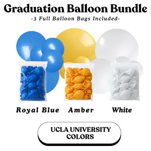 Graduation Balloon Bundle -  UCLA University  Colors I Royal Blue, Amber, White