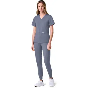 Jaanuu UltraSOFT Essential Comfort Women’s 6-Pocket Scrub Set – Soft Stretch Fabric, Slim Fit, Adjustable Waist Scrub