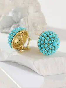 Women's Elegant Statement Earrings, Vintage Turquoise Flower Design Jewelry for Daily & Formal Wear, Perfect Valentine Gift, Trendy Jewellery Accessories