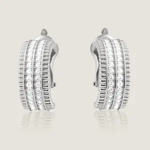 D-POW 925 Sterling Silver Earrings for Women,Cubic Zirconia Hoop Earrings-Lightweight Hypoallergenic Sparkly Hoops With Crystals for Her