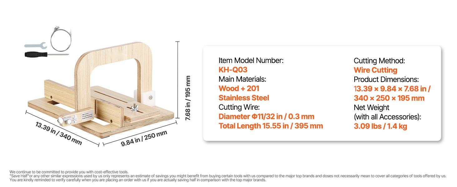 Soap Cutter With Adjustable Thickness 0-2 Inches, Wooden Soap Slicer With Stainless Steel Adjustable Wire Tension, Includes Extra Wires, Handmade Cutter For Candles And DIY Soap Making Projects