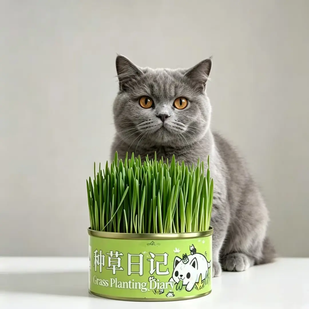 WhiteBear Indoor Cat Grass Growing Kit - Organic cat grass seeds, simply open the can and add water for growth (non-GMO) - Locally sourced seeds!