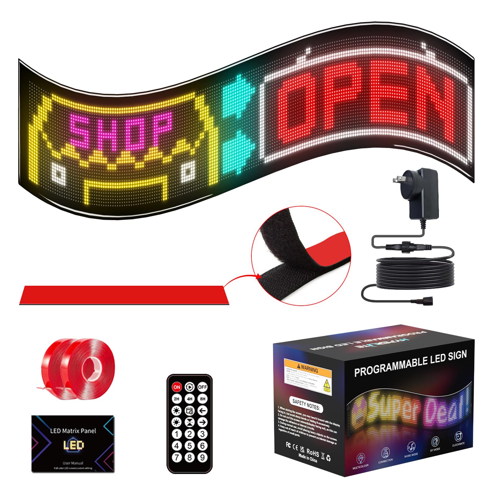 HYPERLITE Scrolling LED Message Sign USB Programmable Display Board Custom Text Marquee Light with App Control for Business Restaurant Event Christmas Decor Multiple Sizes 898mm to 3340mm stockup mothersday