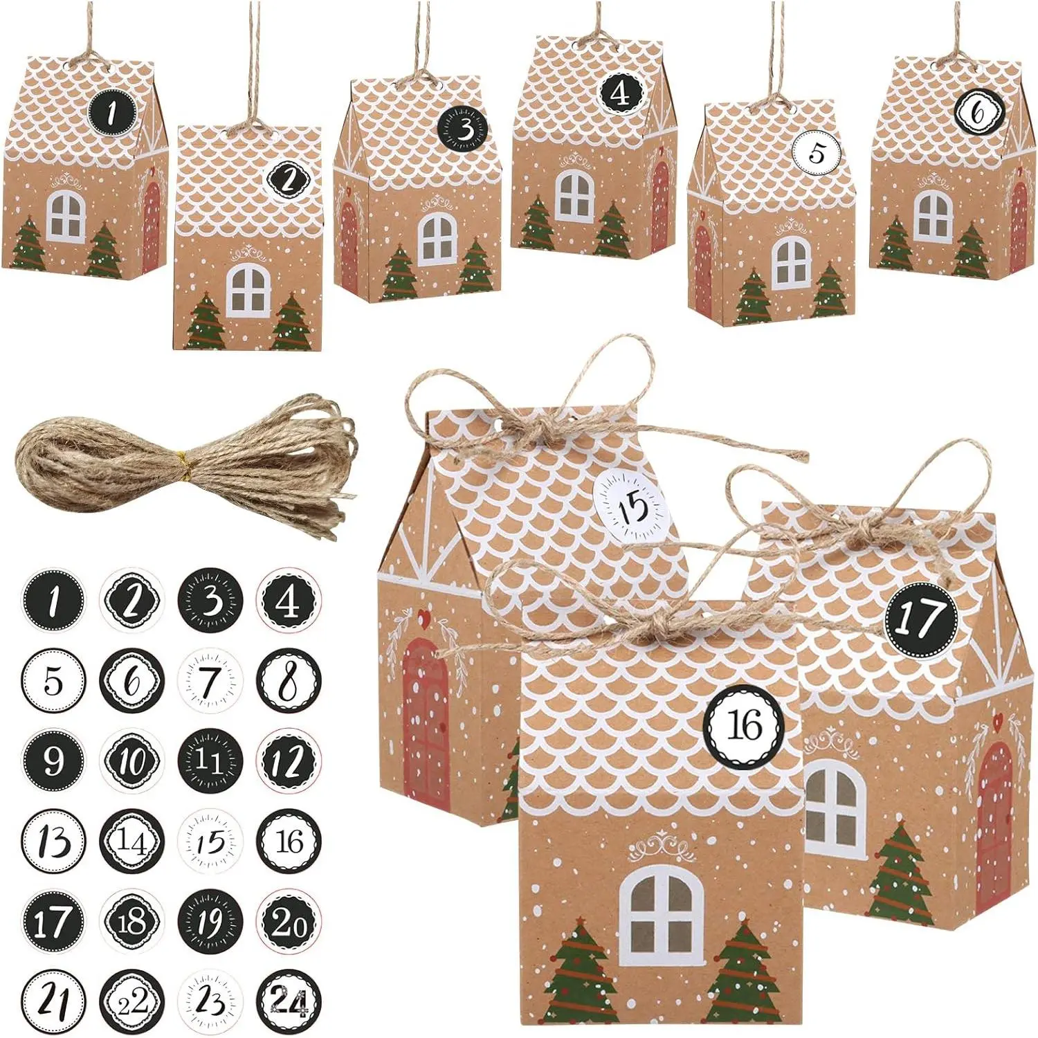 2025 Christmas Advent Calendar with 24 Drawers - Festive Home Decor Countdown Boxes, Sticker-Included Gifts for Kids, Teens & Adults