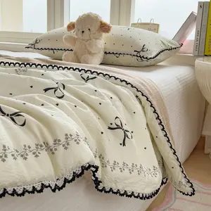 3pcs Multi-Functional Summer Quilt, Lightweight Luxury Ruffled Cool Anti-Wrinkle Skin-Friendly, Portable Air Conditioning Cover