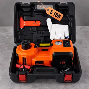 5 Ton Electric Car Jack Kit 12V Hydraulic Lift Jack with Tire Inflator & LED Light