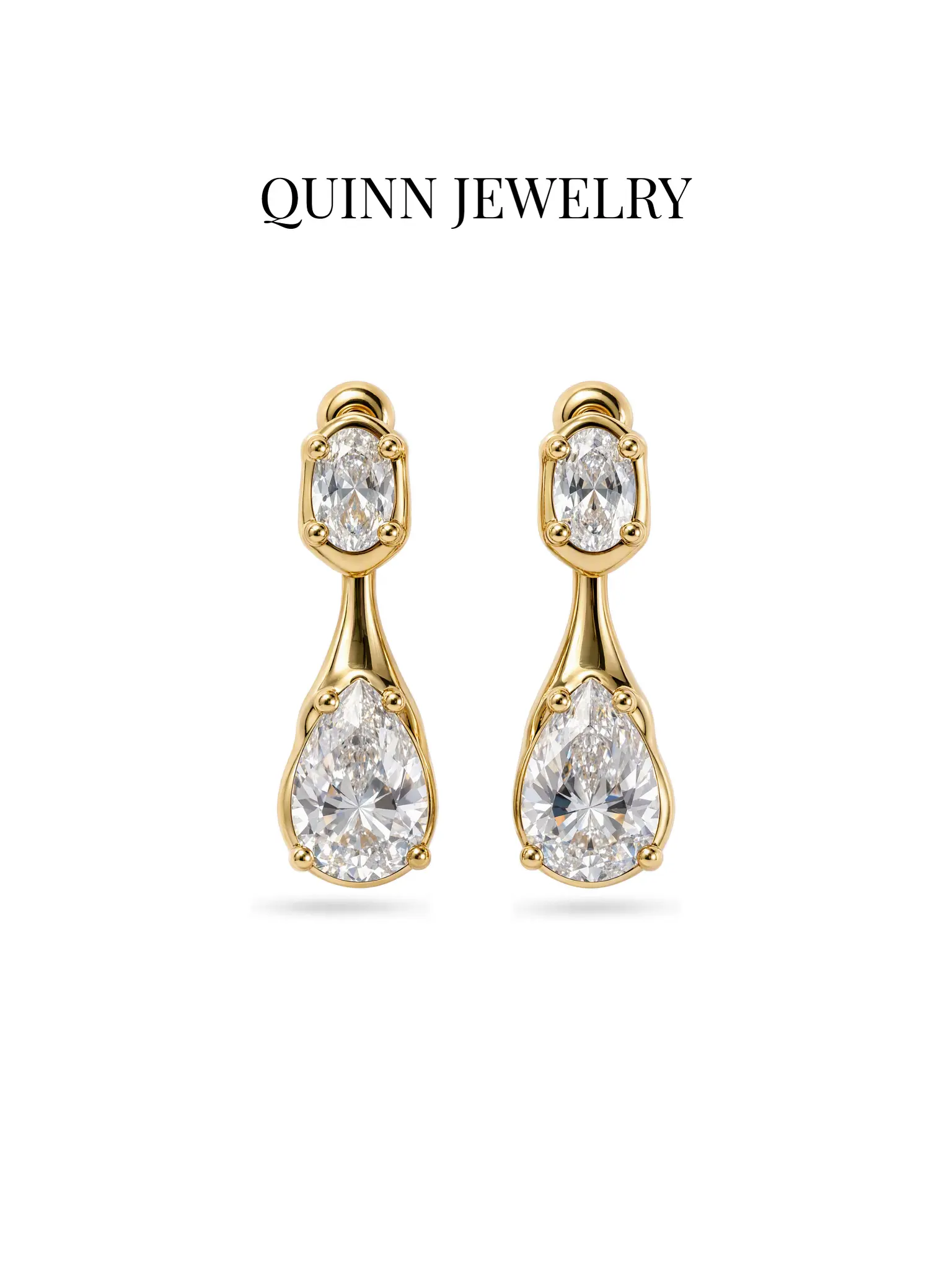 Water Drop 2-in-1 Stud Earrings Oversized Sparkling Cubic Zirconia 925 Sterling Silver Posts
