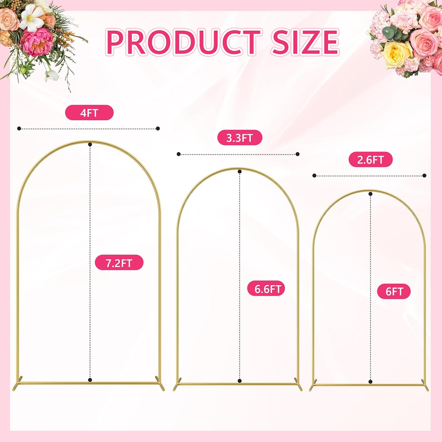 Round Backdrop Stand Metal Balloon Arch Stand 6.6ft / 7.2ft  Wedding Arch Garden Arbors Background for Wedding Baby Shower Birthday