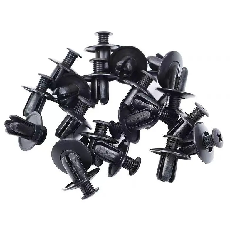 8mm Plastic Rivets Fasteners Screw, Multifunctional Car Bumper Fender Black Rivet, Universal Car Fastener Clips for Toyota Focus Kia Nissan Yamaha