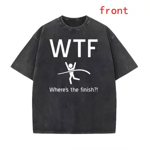 100% Cotton Washed Men's T-Shirt with WTF Running Triathlon Marathon Print