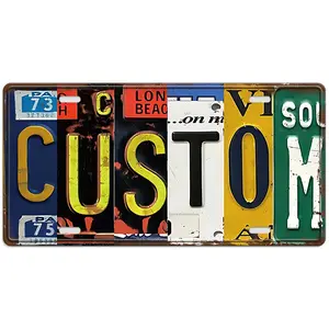 Custom Letter Pattern Plate, 1 Count Tin Sign, Metal Sign, Wall Decoration, Rust-free Fade Resistant License Plate Hanging Decor, Home Decor, Vintage Metal Sign