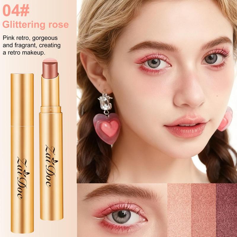 3-in-1 Easy Eyeshadow Stick for Beginners,SmudgeProof in Seconds, One-Stroke Application,Creamy Shimmer Trio Eyeshadow Stick Waterproof Longwear Liquid Eyeliner Color Changing Lip Oil Trio Waterproof Shiny Diamond Eyeshadow