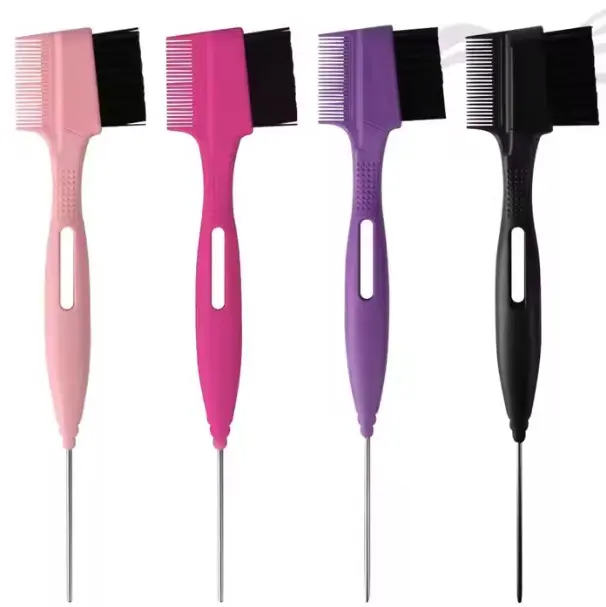 Bayou Hair Care Edge Brush Set with 3 Replaceable Heads - Essential Styling Tool with Nylon Bristles, Fine-Tooth Comb & Parting Pin Tail, Essential Brush, Hair Brushes & Combs