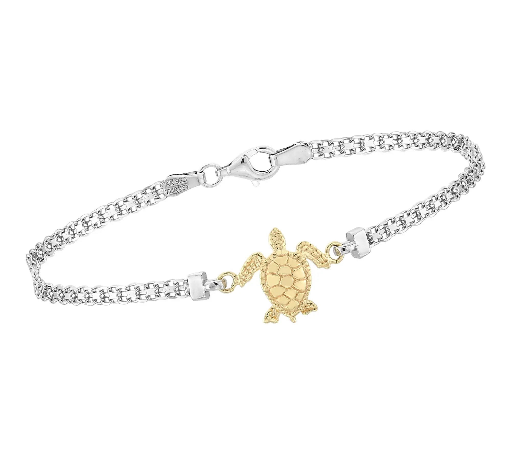 Silver Style Two-Tone Baby Turtle Bismark Bracelet, Sterling