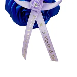Personalized Quinceañera & Baptism Ribbons , Wedding ribbons, Customized Event Decorations with White gold Accent for Special Celebrations