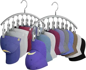 Wardrobe Hat Rack, Metal Baseball Cap Storage Rack, Door-Mounted Hat Hanger Each unit includes 10 large clips Suitable for all hats Available in gray, pink, and black Hat rack, yoga pants hanger