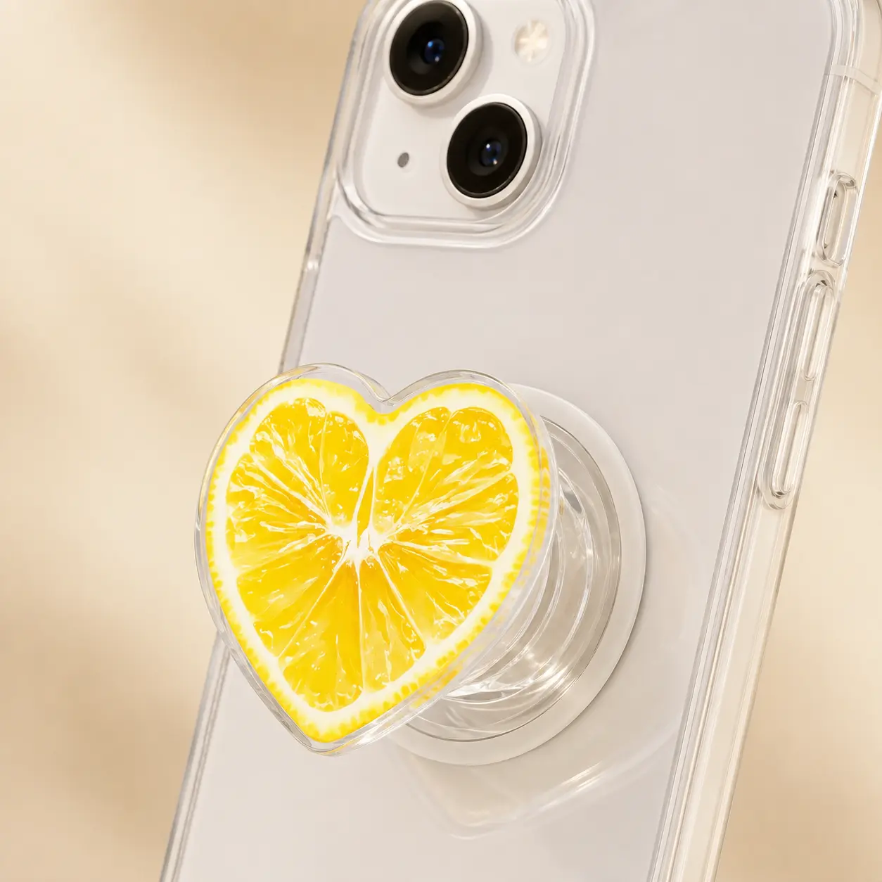 Lemon Heart MagSafe Phone Grip - 2D Magnetic Phone Holder & Kickstand - Cute Summer Fruit Gift