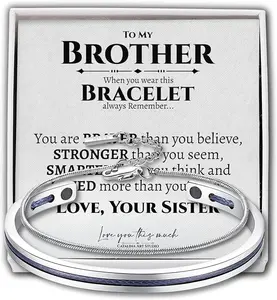 Love You This Much To My Brother Nautical Cuff & Rope Bracelet from Sister, One Size Fits All, Birthday Gifts for Brother, Big Brother Gift, Little Brother Gift, Sentimental Brother Gift