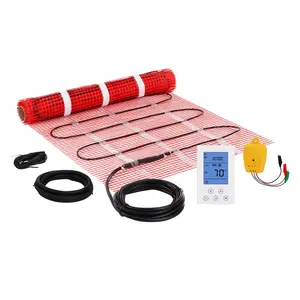 VEVOR Floor Heating Mat,10 Sq.ft. 14℉-113℉ Electric Radiant Floor Heated Warm System with Digital Floor Sensing Thermostat, 110-120V  Includes Installation Monitor, Adhesive Back for Easy Installation