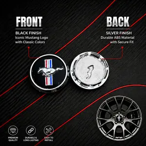 4-Pack 68mm/2.68 Inch Diagonal Wheel Center Caps, Mustang Wheel HUB Covers, 68mm Inner Diameter, 56mm Tire Center Cap Markers