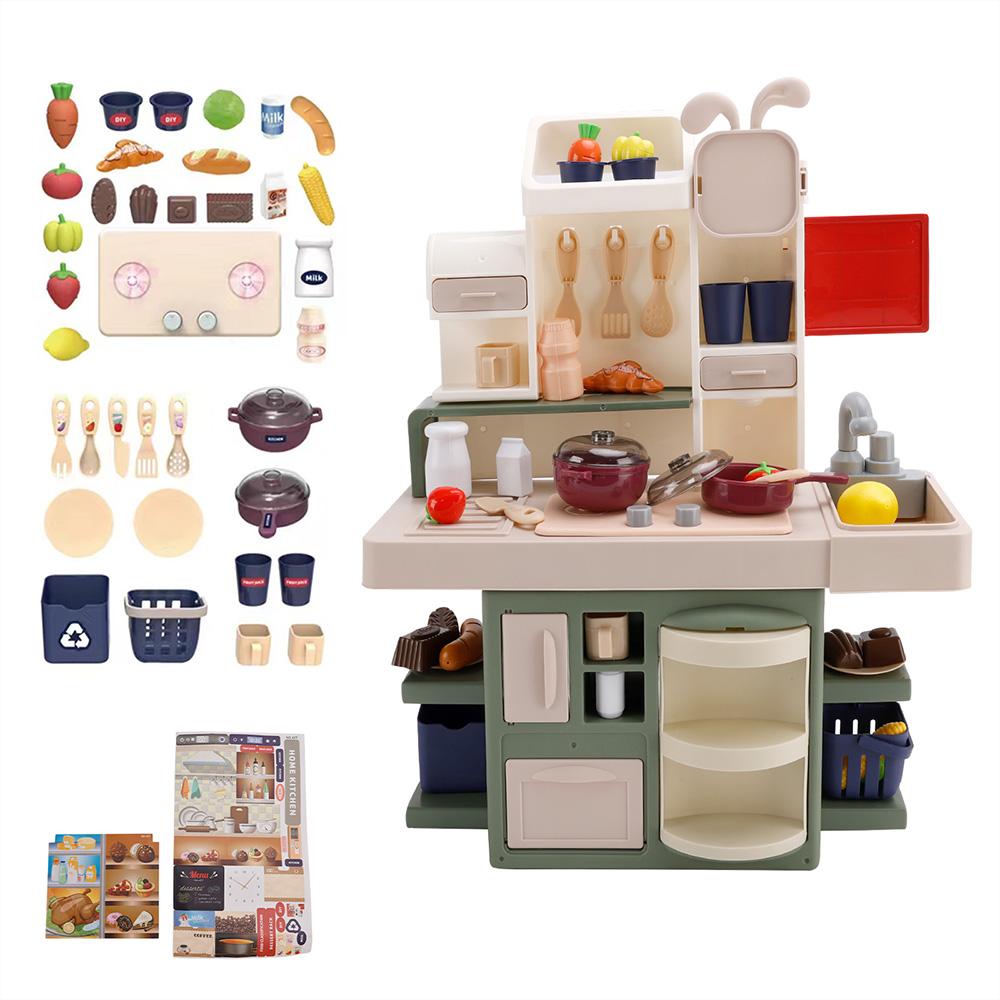 Kids Kitchen Play Set-Interactive Mist & Light Kitchen with Water Circulation Perfect Gift for Boys & Girls Ages 3+ (Green)