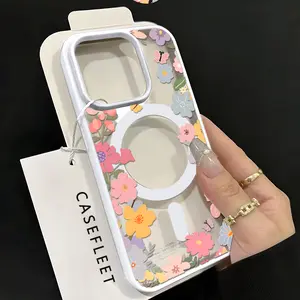 GlamCase Crystal Clear MagSafe Phone Case for Women iPhone 17 Pro Flowers Anti-Yellowing TPU Military-Grade Drop Proof Local Smartphone Case for iPhone 17 Pro Max Phone Case 17 Air 16 E 15 Plus 14 13 12 11 X XS, Samsung Galaxy S22 S23 FE S24 Plus S25 ULTR
