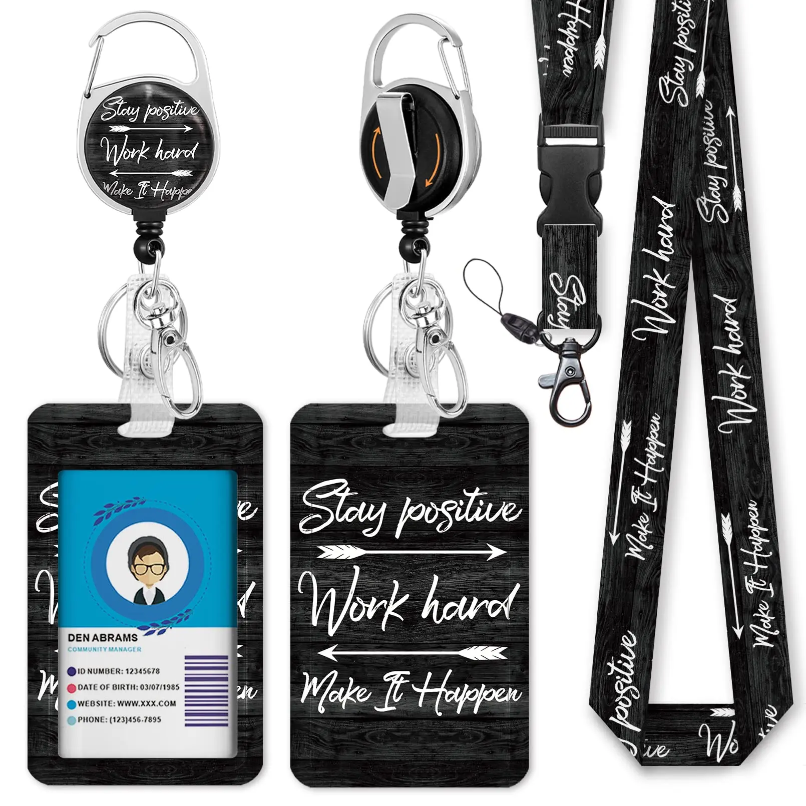 Inspirational Quote ID Badge Holder, Medical Badge Holder with Adjustable Lanyard, Retractable Reel, Nursing Badge Reel for Teachers Nurses Office Workers, Motivational Name Tag Clip, Inspiring Quotes, Office Supplies