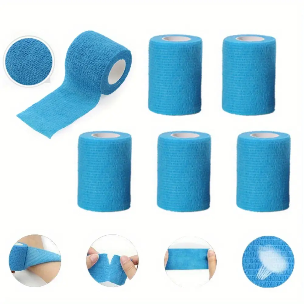 Compression Self-Sticking Bandage Rolls - 6 Pack, 5cm x 4.5m Versatile Rolls for Athletic Wraps, Vet Care