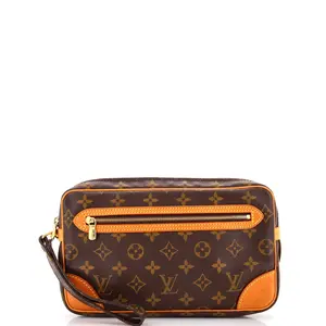 Pre-owned Louis Vuitton Canvas Coated Clutches & Wristlets Marly Dragonne Clutch Monogram Canvas GM by Rebag