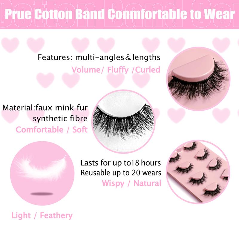 5D Faux Mink Lashes 3 Style False Eyelashes 100% Handmade Luxurious Fake Eyelashes