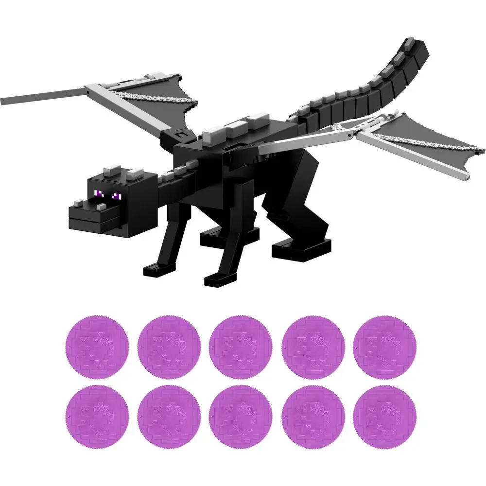 Minecraft Dragon’s Breath Attack Ender Dragon Action Figure with 10 Discs 20" Wingspan
