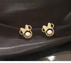 Eureka Pearl Butterfly Earrings with Gold and Crystals