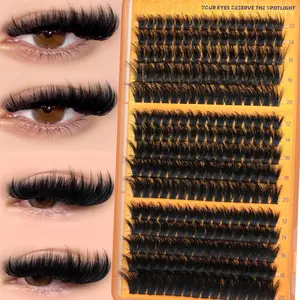 240pcs Eyelash Extensions Set, 200p+260p+300p, 12-20mm Wispy, Natural Volume, D Curl, Lightweight, DIY Single Lashes