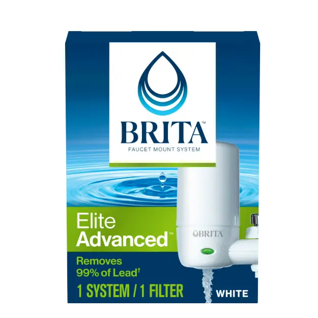 Brita Elite Advanced White, Faucet Water Filter System, 1 Replacement Filter, Reduces Lead