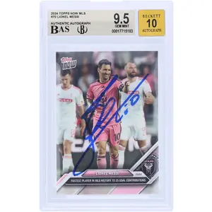 Lionel Messi Inter Miami CF Autographed 2024 Topps Now MLS Fastest Player in MLS History To 25 Goal Contributions #70 BAS Authenticated 9.5/10 Card - Fanatics Authentic Certified