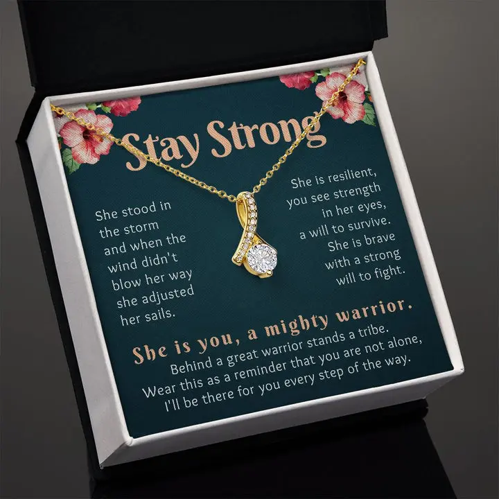 Exquisite Cubic Zirconia Crystal Necklace, Gold Plated Pendant for Women with Adjustable Chain - Sentimental Cancer Survivor Gift, Casual, Female, Metal Plated Gold, Soft-Touch Box, Anniversary, 0.6" Height / 0.6" Width, Adults, None, Elegant, Box-Standar