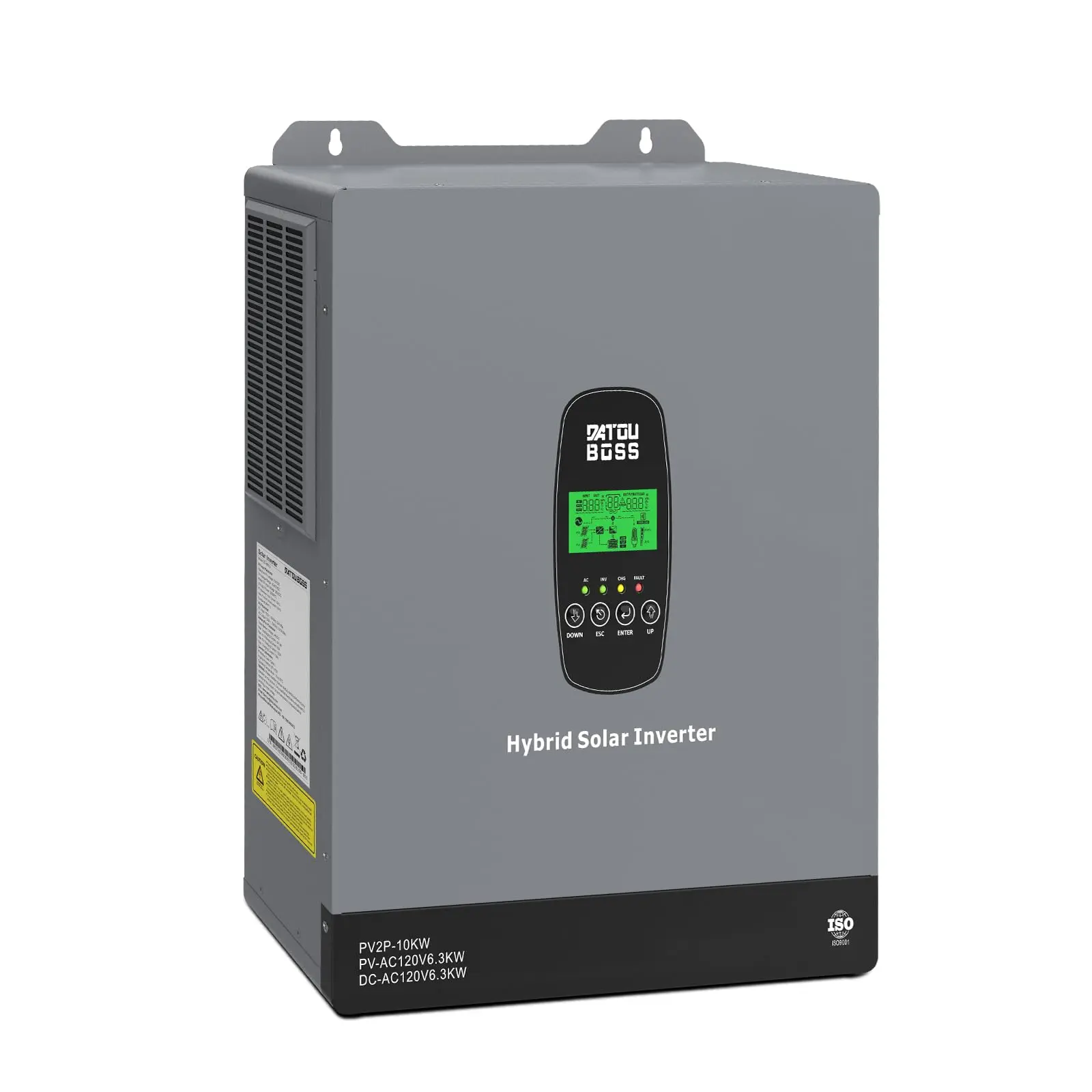 DATOUBOSS 6300W Hybrid Solar Inverter 48V DC to 110/120V AC, Built-in 120A MPPT Charge Controller, Max 10KW PV Input 500Vdc, Off Grid Pure Sine Wave Inverter for LiFePO4 Lead Acid Battery Home Backup Power