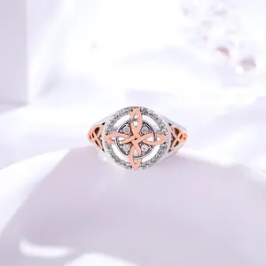 925 Sterling Silver Protection Witches Knot Ring | Rose Gold Accents Vintage Witchtok Jewelry | Pagan Magic Witch Ring Gift for Women Energy Flow Daily Intention