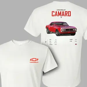 Chevrolet Camaro T-Shirt, 1968 Camaro SS Red Classic Muscle Car Tee with Performance Specs Back Print, Soft Cotton Blend Streetwear, Retro Automotive Apparel for Men & Women, Trending TikTok US Car Fashion, Gift for Car Enthusiasts