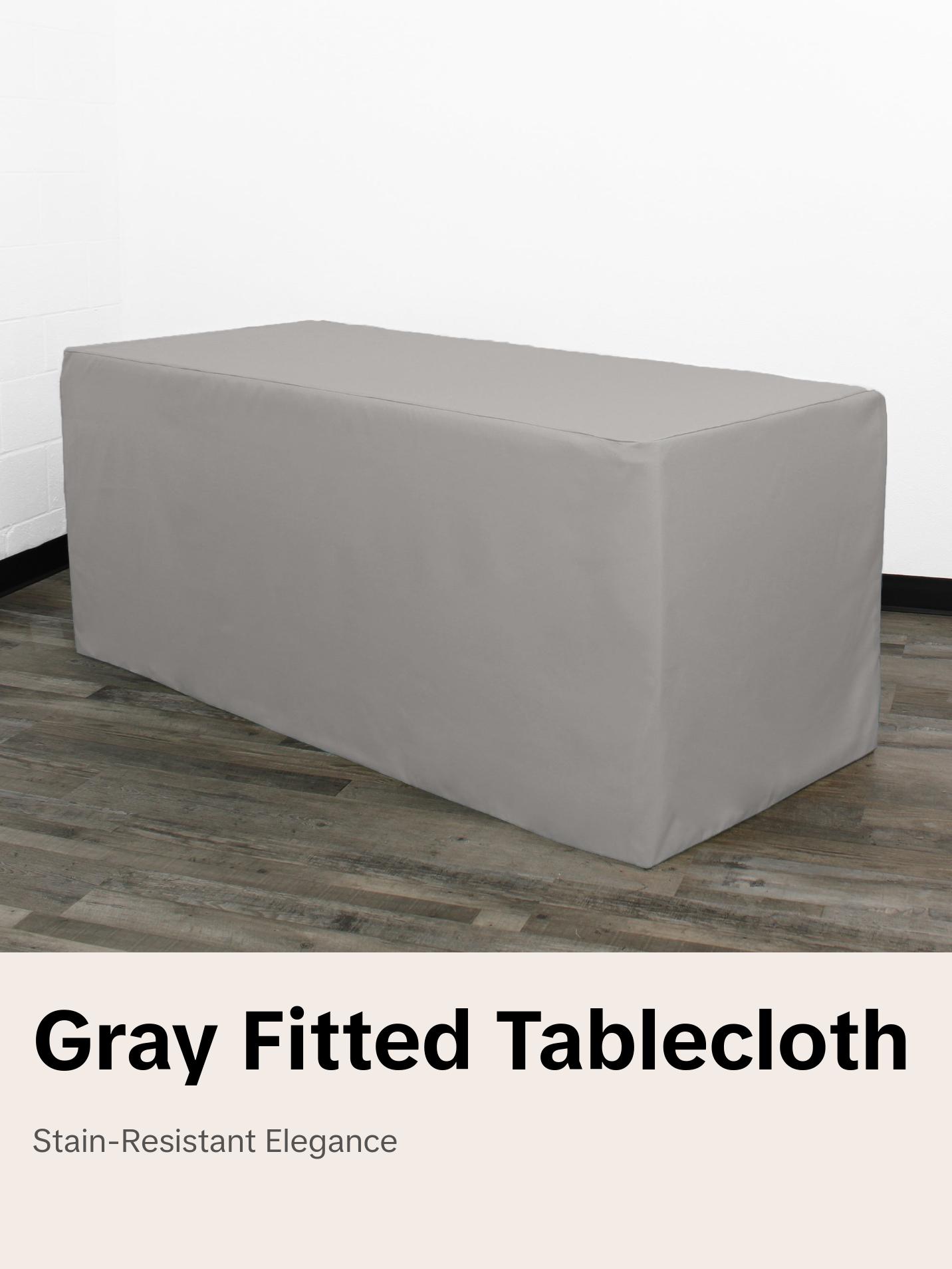 4 FT X 24 Inches Rectangular Fitted Polyester Tablecloth Gray