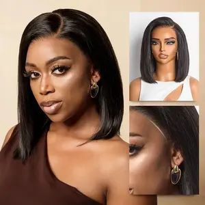 Luvme NatureMAX™ Silky Blunt Cut Bob Glueless Ear-to-ear 13x4 HD Lace Front Wig Pre-Cut Lace Flexi-Fit Drawstring Cap