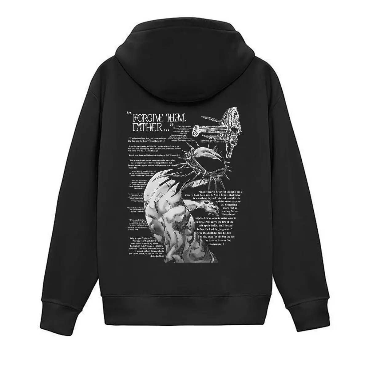 Forgive Them, Father Bible Verses Back Side Print Hoodie Unisex Cotton Fabric, Gift for Men for Women