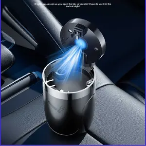 Portable Ashtray Cups Detachable Fireproof Shell, With LED Ashtray Garbage Coin Storage Cup Container Cigar Ashtray Holder, Car Ashtray Cigarette Ash Holds Cups One Touch Open, Automatic Light Indicator Ashtray Cups Holder, For Most Car Models Accessories