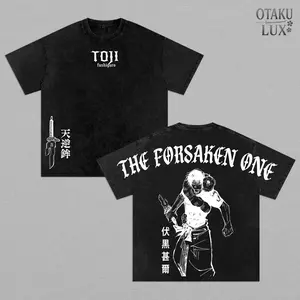 Jujutsu Kaisen Toji Fushiguro Oversize Anime T-Shirt, The Forsaken One Vintage Washed Graphic Tee, Heavyweight Cotton Streetwear, Manga Aesthetic Y2K Otaku Menswear, Anime Fan Apparel
