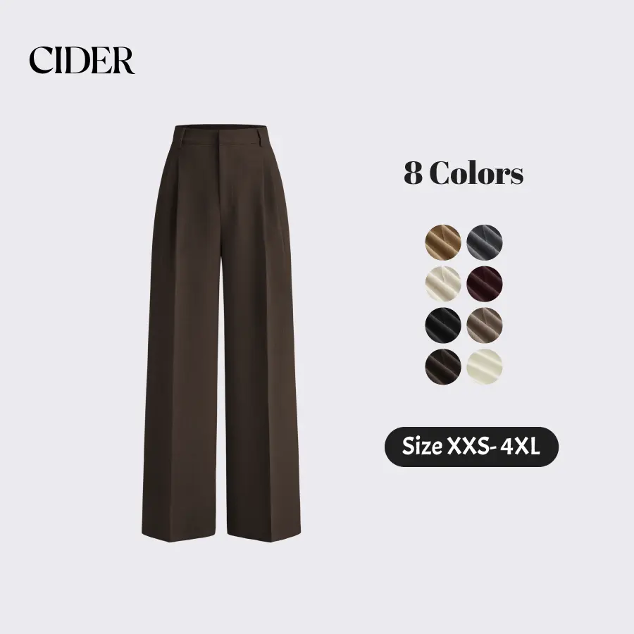 Cider Mid Rise Pleated Wide Leg Trousers Cider Mid Rise Pleated Wide Leg Trousers