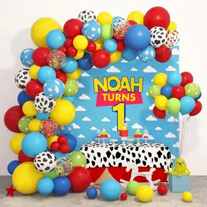 Toy-Inspired Story Balloon Garland Kit, 152pcs with Cow Pattern, Confetti Latex for Kids Party