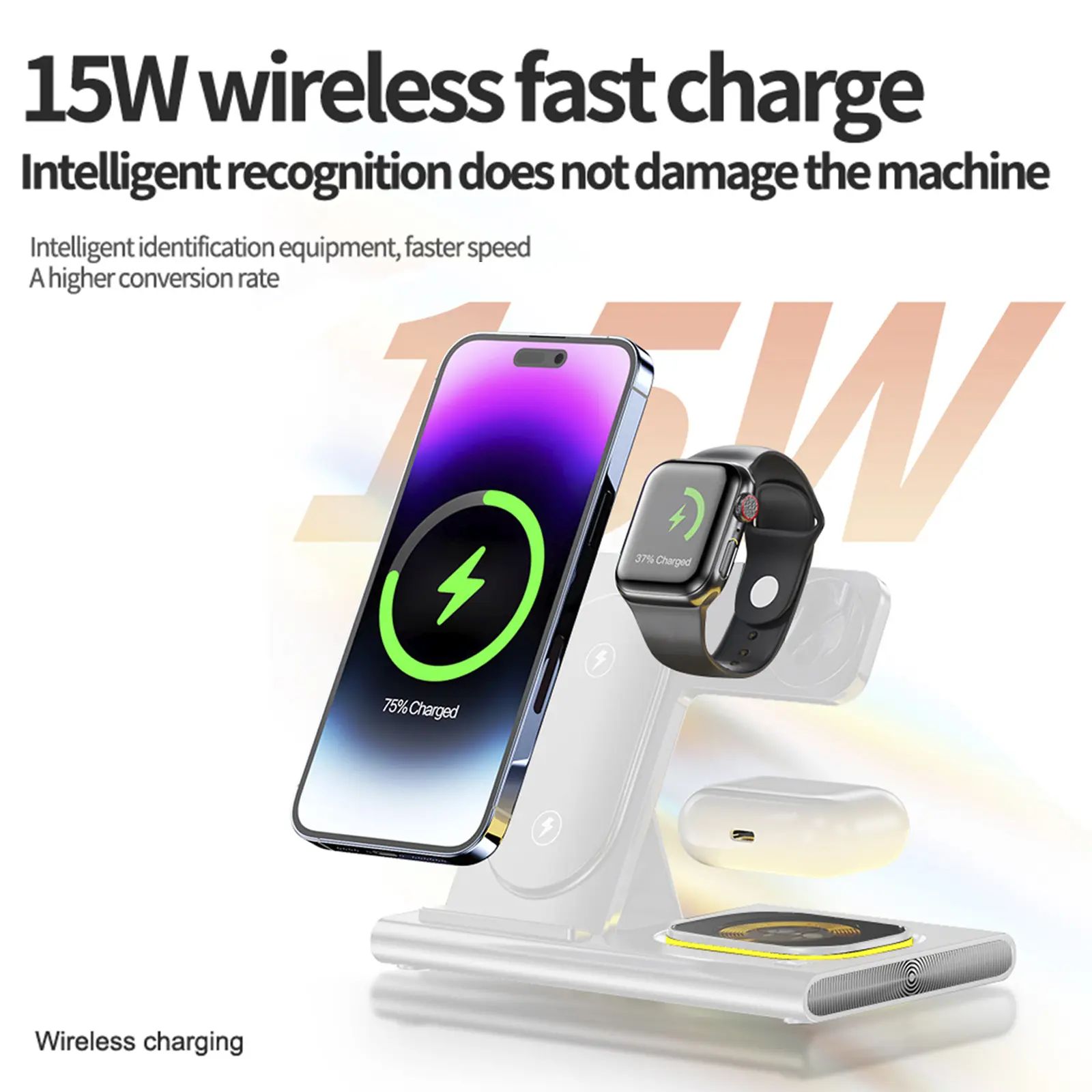 4 in 1 Charger Stand Multiple Devices Wireless Charger iPhone Charging Station