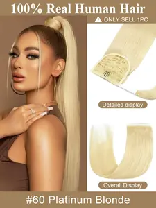 Human Hair Ponytail Real Natural Hair Clip In Ponytail invisible Human Hair High Ponytails 12-24 inch 40G-60G Real Hair Ponytail Extension
