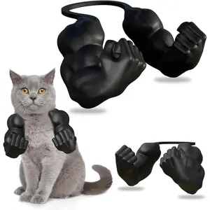 Role Play Halloween Cat Muscle Arms - 3D Printed Neck Accessory Funny Muscle Arms for Cats Kitten Birthday Party Costume Black Funny Halloween Pet Clothes Funny Pet Halloween Christmas Costume